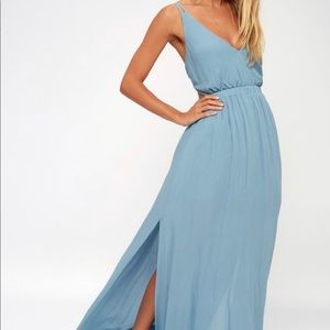 Lulu’s Lost in Paradise Slate Blue Maxi Dress